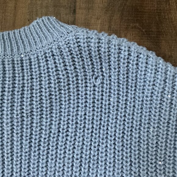 Dreamers by Debut Blue Sequin Knit Sweater Medium - Picture 4 of 5